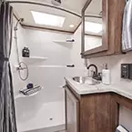 Premium 48" shower with seat
and shelves. May Show Optional Features. Features and Options Subject to Change Without Notice.