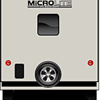 2022 Flagstaff Micro Lite Travel Trailer Exterior Rear (Laminated Champagne Fiberglass) May Show Optional Features. Features and Options Subject to Change Without Notice.