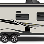 2022 Flagstaff Micro Lite Travel Trailer Exterior Camp Side Profile (Laminated Champagne Fiberglass) May Show Optional Features. Features and Options Subject to Change Without Notice.