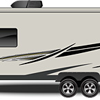 2022 Flagstaff Micro Lite Travel Trailer Exterior Road Side Profile (Laminated Champagne Fiberglass) May Show Optional Features. Features and Options Subject to Change Without Notice.