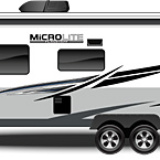 2022 Flagstaff Micro Lite Travel Trailer Exterior Road Side Profile (Laminated White Fiberglass) May Show Optional Features. Features and Options Subject to Change Without Notice.