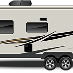 2022 Rockwood Mini Lite Travel Trailer Exterior Road Side Profile (Laminated Champagne Fiberglass) May Show Optional Features. Features and Options Subject to Change Without Notice.