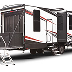 XLR Nitro Toy Hauler Fifth Wheel Exterior (321 Rear 3/4 View Shown) May Show Optional Features. Features and Options Subject to Change Without Notice.