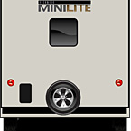 2022 Rockwood Mini Lite Travel Trailer Exterior Rear (Laminated Champagne Fiberglass) May Show Optional Features. Features and Options Subject to Change Without Notice.