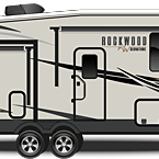 2022 Rockwood Signature Fifth Wheel Exterior Camp Side Profile (Laminated Champagne Fiberglass) May Show Optional Features. Features and Options Subject to Change Without Notice.