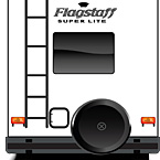 2022 Flagstaff Super Lite Travel Trailer Exterior Rear (Laminated White Fiberglass) May Show Optional Features. Features and Options Subject to Change Without Notice.