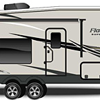 2022 Flagstaff Super Lite Fifth Wheel Exterior Camp Side Profile (Laminated Champagne Fiberglass)

 May Show Optional Features. Features and Options Subject to Change Without Notice.
