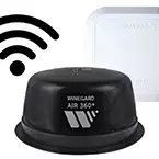 Winegard Air 360+ amplifed omni antenna  with Gateway 4G WiFi capability can be used  while in motion or parked. May Show Optional Features. Features and Options Subject to Change Without Notice.
