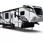 XLR Nitro Toy Hauler Fifth Wheel Exterior May Show Optional Features. Features and Options Subject to Change Without Notice.