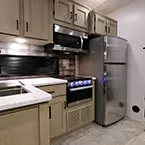 Kitchen with Residential Refrigerator May Show Optional Features. Features and Options Subject to Change Without Notice.