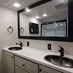 Double sink vanity May Show Optional Features. Features and Options Subject to Change Without Notice.