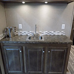 Optional Hutch with Wet Bar Sink (Shown with Optional Kitchen and Bath Layout) May Show Optional Features. Features and Options Subject to Change Without Notice.